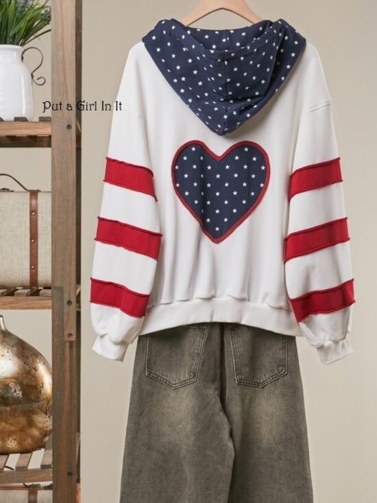 Jackets & Blazers - Women's united states american flag hearts heavyweight oversized jacket s m l